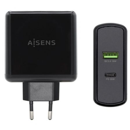Aisens Cargador 48W USB-C PD3.0 y USB-A QC3.0 Blanco